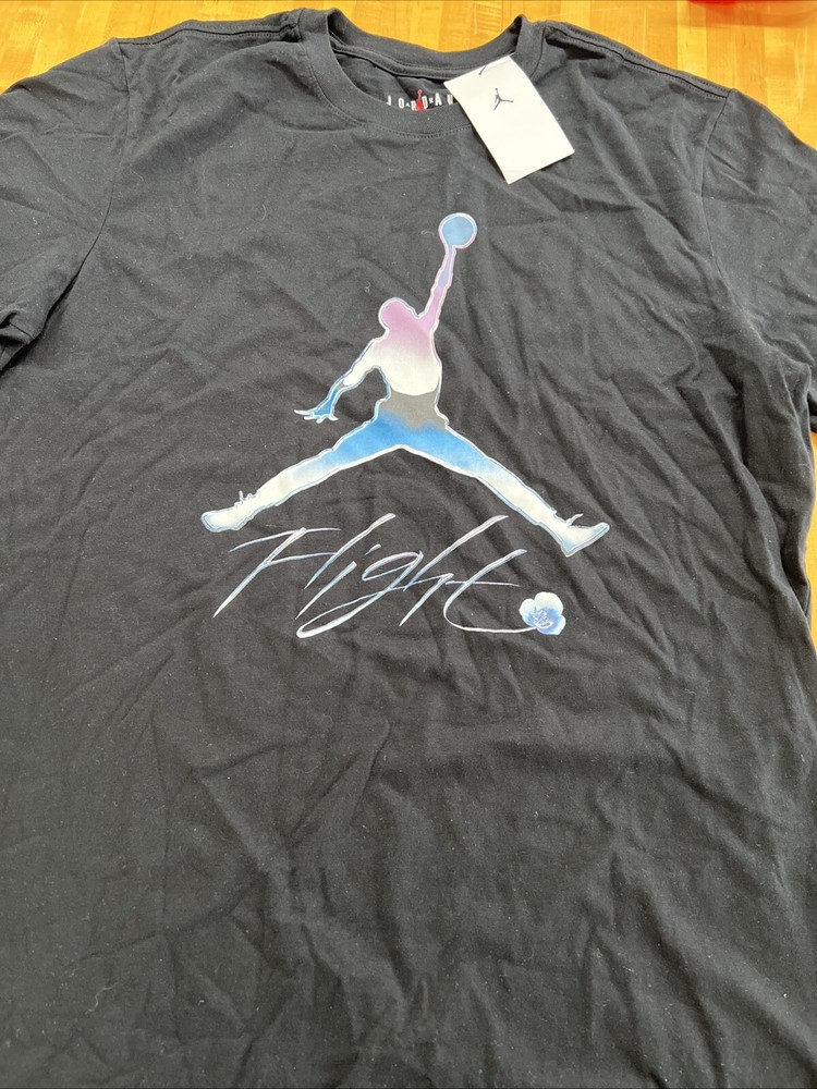 NWT Men's JORDAN Graphic Black T-Shirt Sz S-XXL $37 DV8414-010 Silver Chrome