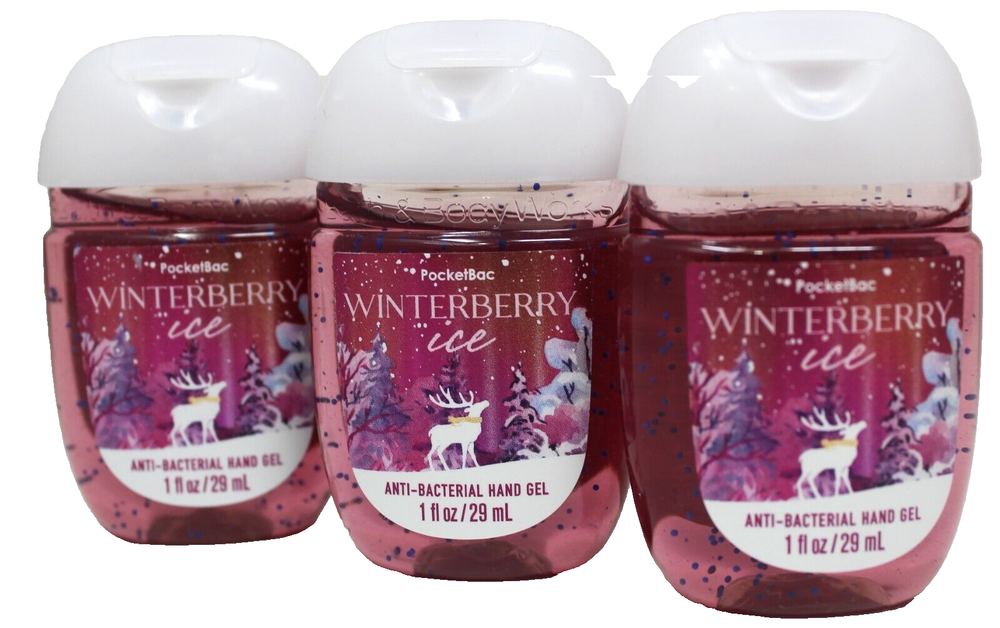 Bath & Body Works Winterberry Ice Hand Sanitizer Anti Bacterial Gel Lot 3