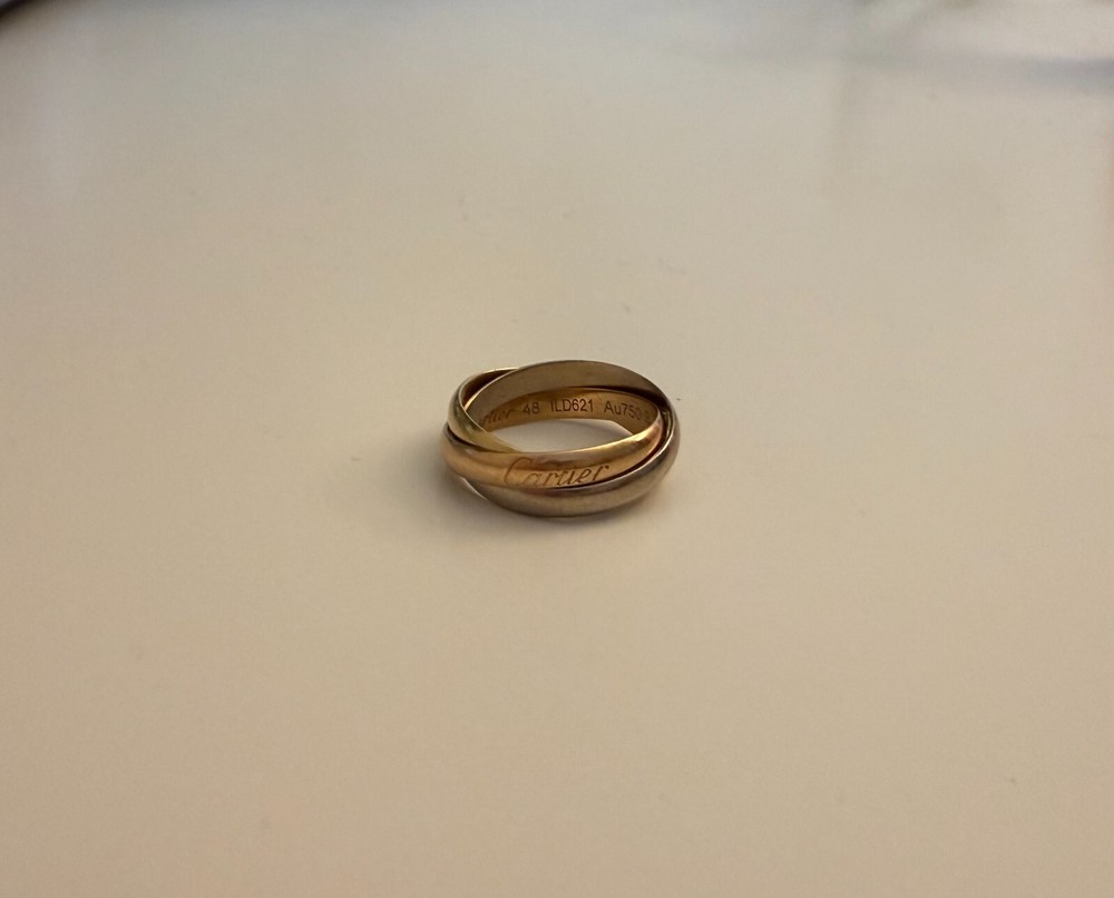 Cartier Trinity Ring 18k Tri-Color Gold Size 48 Excellent Condition