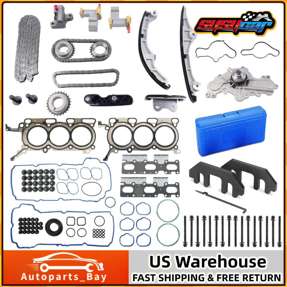 Timing Chain Kit with Tools Head Gasket Bolts Kit for Ford Lincoln Mazda 3.5L V6