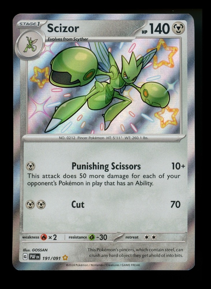 Scizor 191/091 Paldean Fates 2024 Shiny Rare Holo Pokémon Card TCG