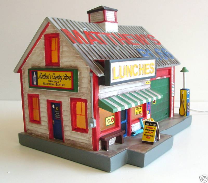 MATTHEWS RT 66 GAS STATION COUNTRY STORE LiteUp O Scale Lefton Roadside 1996 MIB