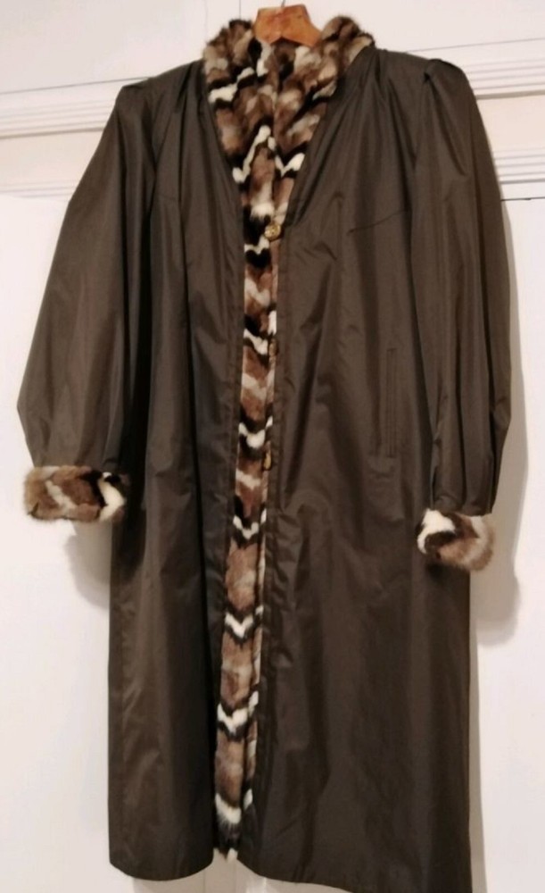 Double-Sided Multicolor Mink Fur Coat in Size L XL-image