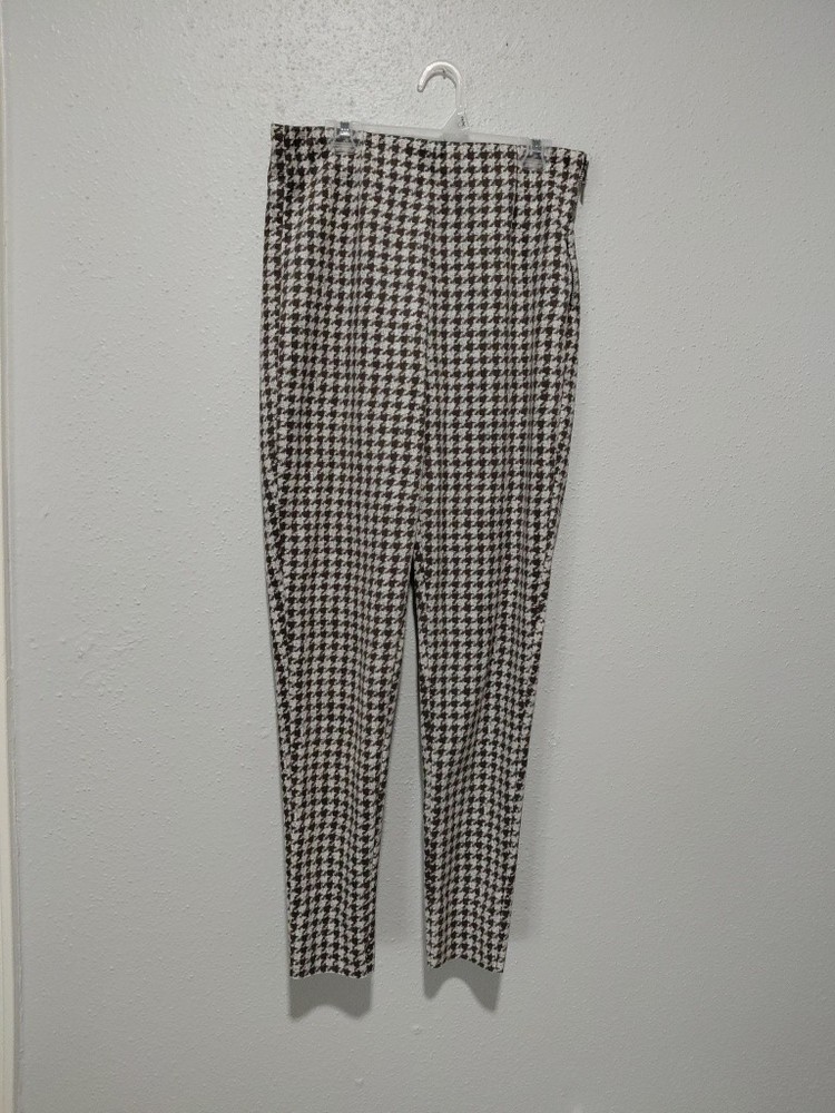 NWT ZARA Legging Hi-Rise Houndstooth Side Zip Leggings  Size M