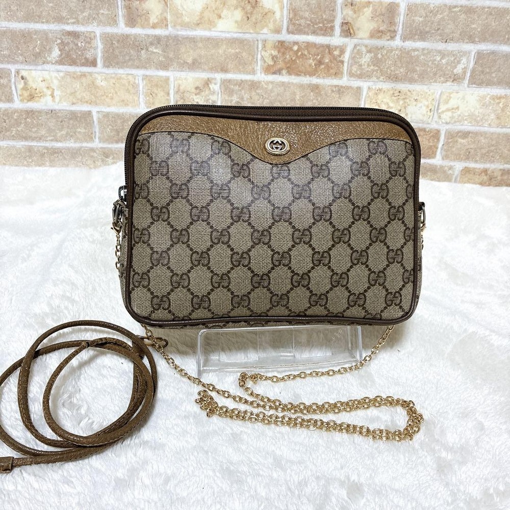 Gucci GG Supreme Shoulder Bag Chain Strap Used Near Unused