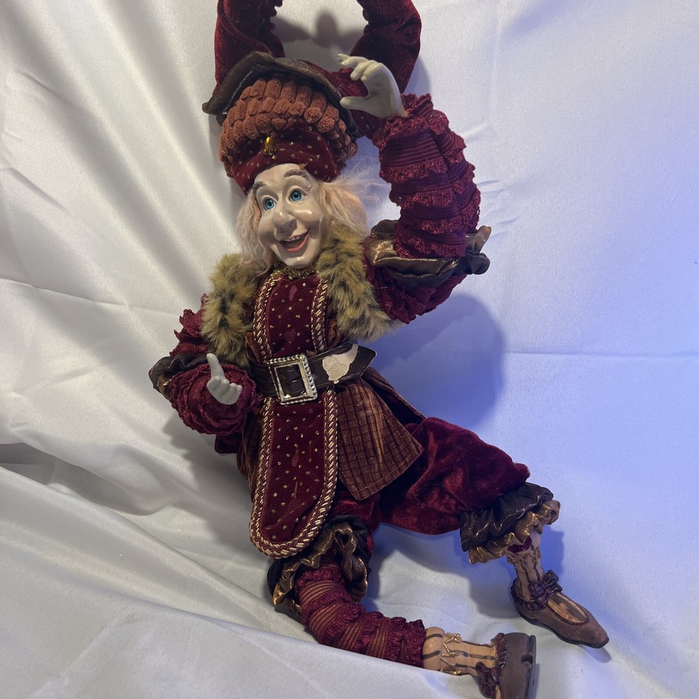 Unbranded Mardi Gras Large Jester Posable w/ Fine Details & Christmas Wreath HTF