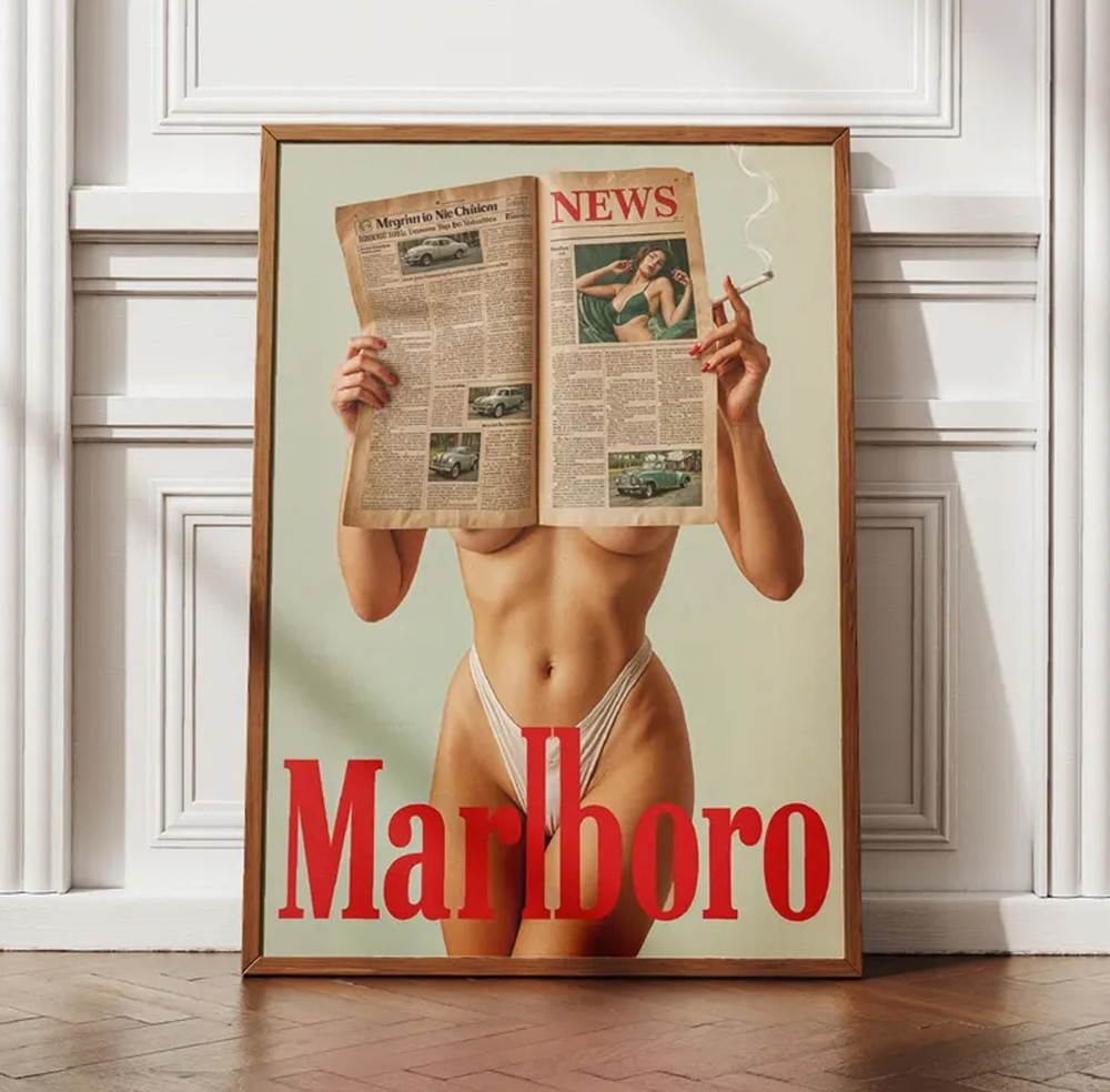 Vintage Cigarette Western Poster Print , Retro Marlboro  Poster
