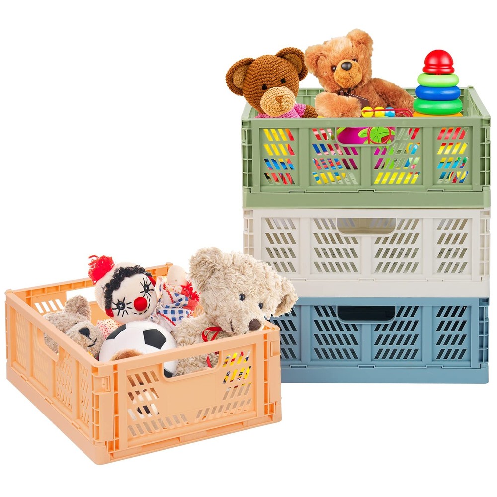 Plastic Drawer Organizer 4-Pack Collapsible Storage Boxes Crate Stackable Fol...