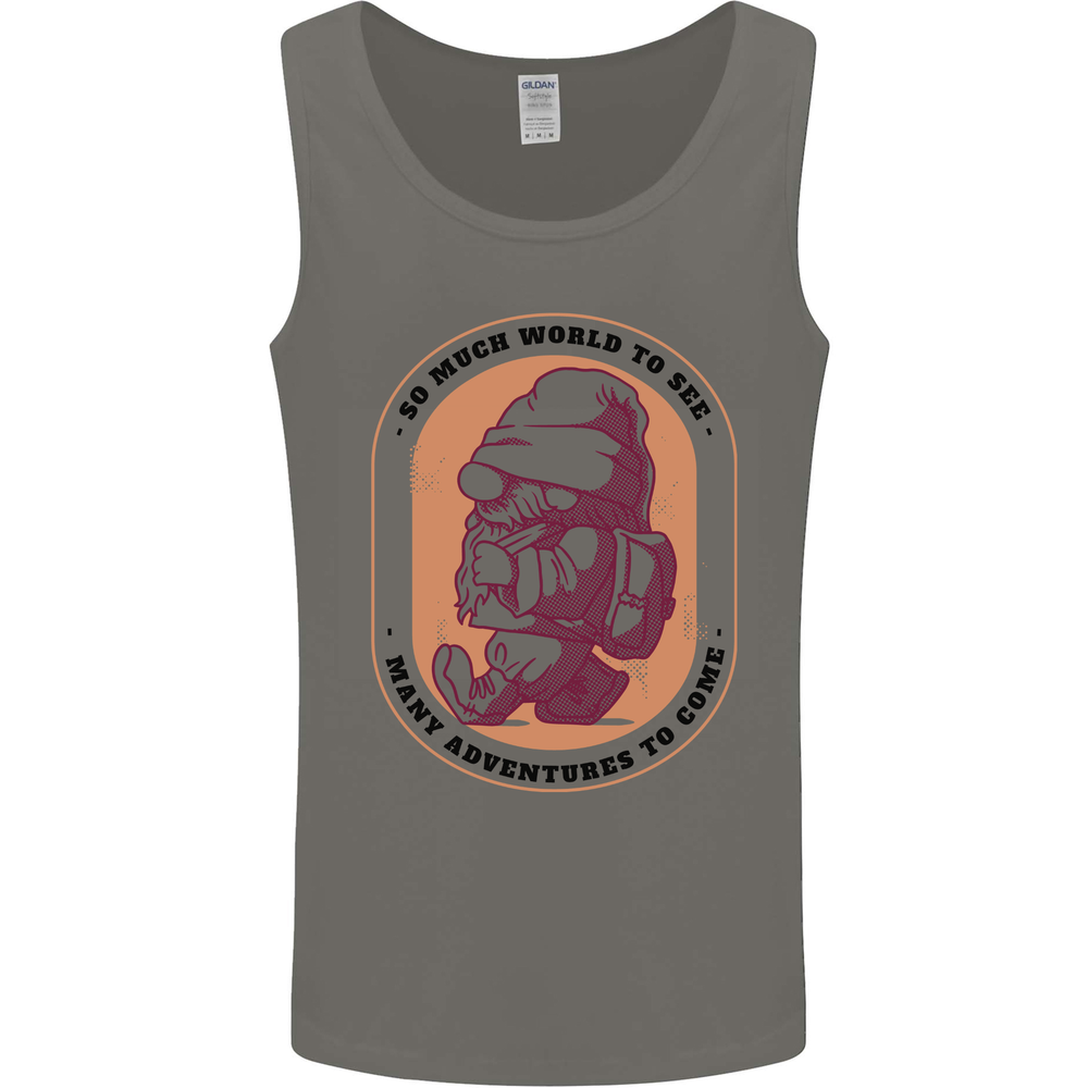 Funny Trekking Gnome Travelling Holiday Mens Vest Tank Top