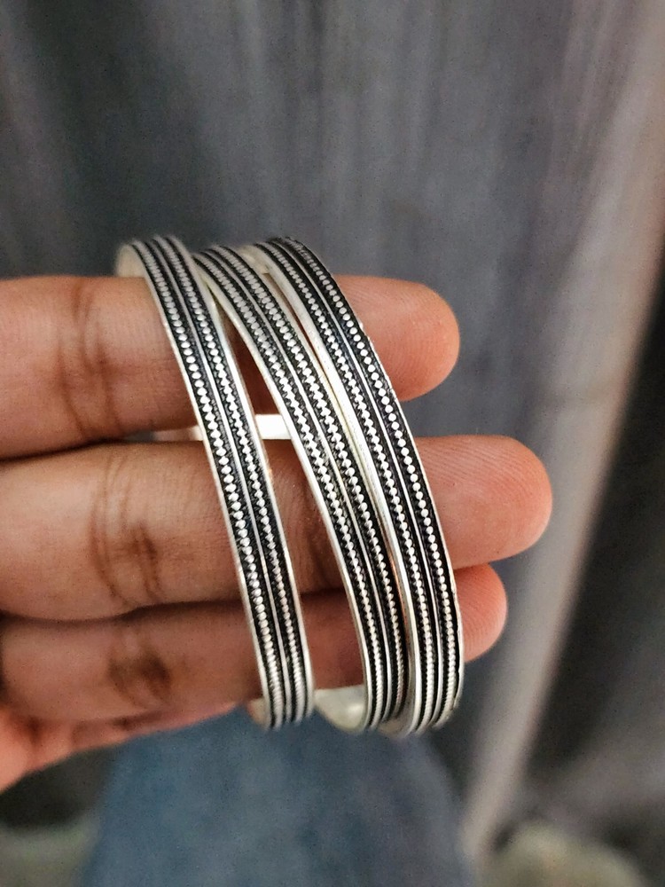Handmade Bangle Set Of 3 Solid 925 Sterling Silver jewelry For Women Gift  D42