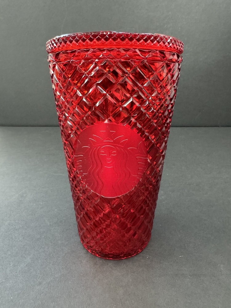 Starbucks 2021 Holiday Red Jeweled Plastic Tumbler Cold Cup 16oz No Straw
