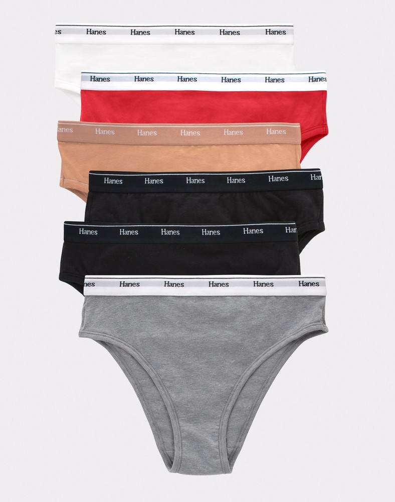 Hanes Womens Hi-Leg Cotton Underwear 6-Pack Breathable Stretch