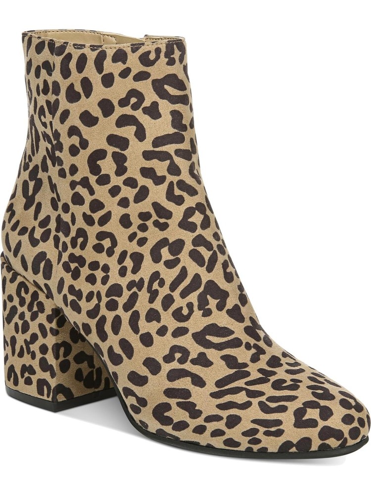 BAR III Womens Beige Leopard Print Gatlin Almond Toe Block Heel Booties 9.5 M