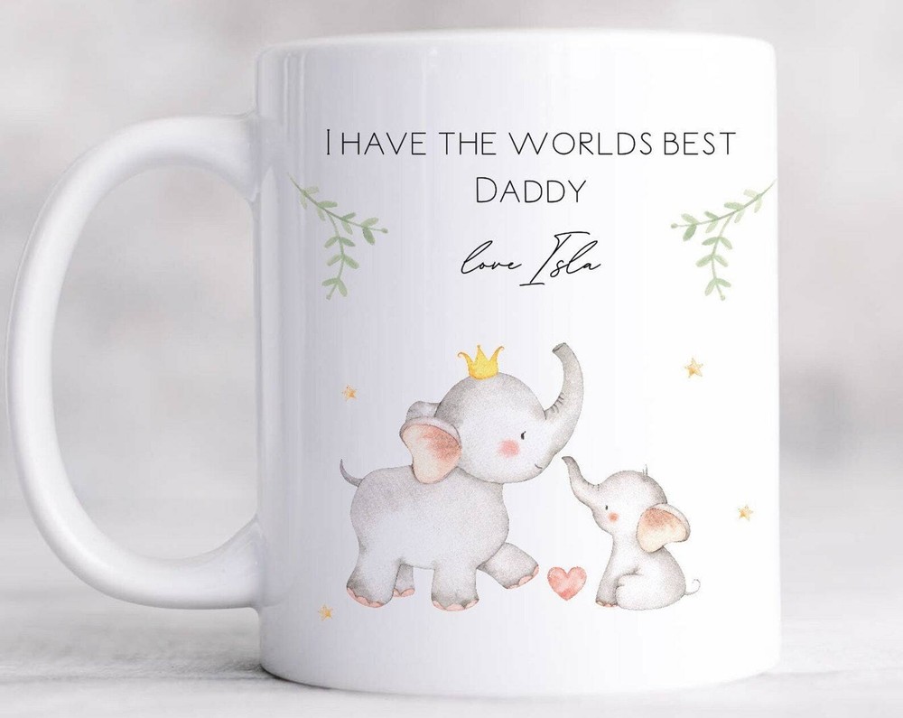 Personalised World's Best Daddy Elephant Mug First Father's Day Gift From Child