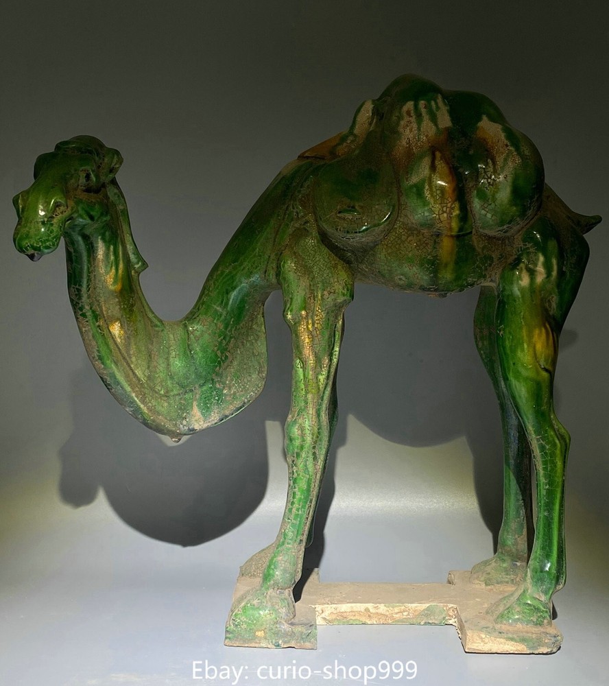 13 Inch Tangsancai Porcelain Fengshui Camel Statue Ancient China Pottery Animal Decor for Wealth and Prosperity