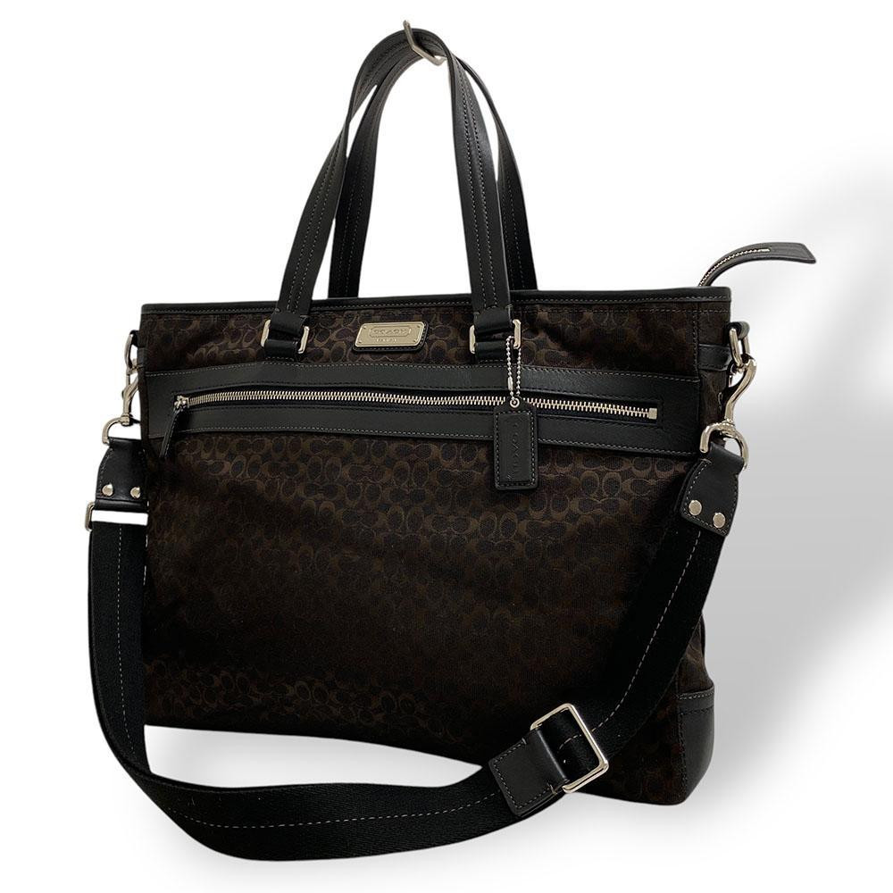 Excellent Condition Coach 2Way Shoulder Bag Authentic Signature Business Leathe