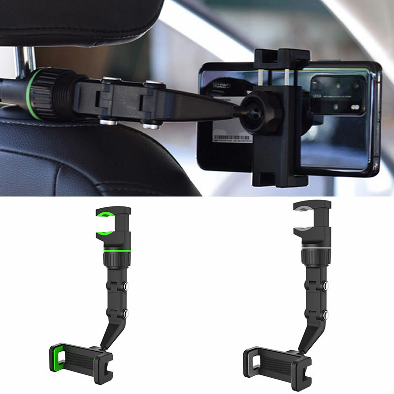 360-Degree Rotating Phone Mount for Car Rearview Mirror Adjustable Hands-Free Holder  