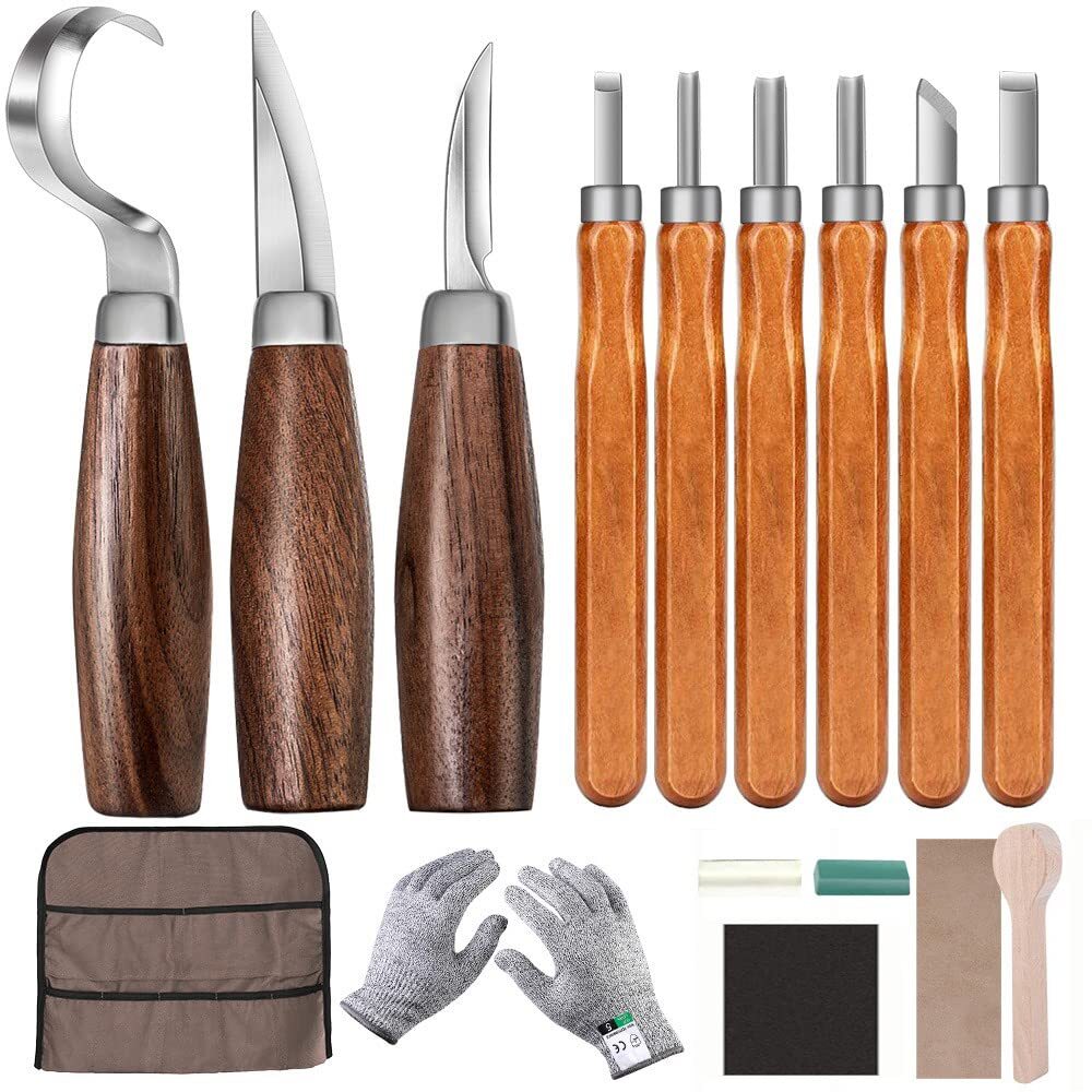Trafagala Wood Carving Tools Set, Wood Carving Hand Tools Kit with Hook Carvi...
