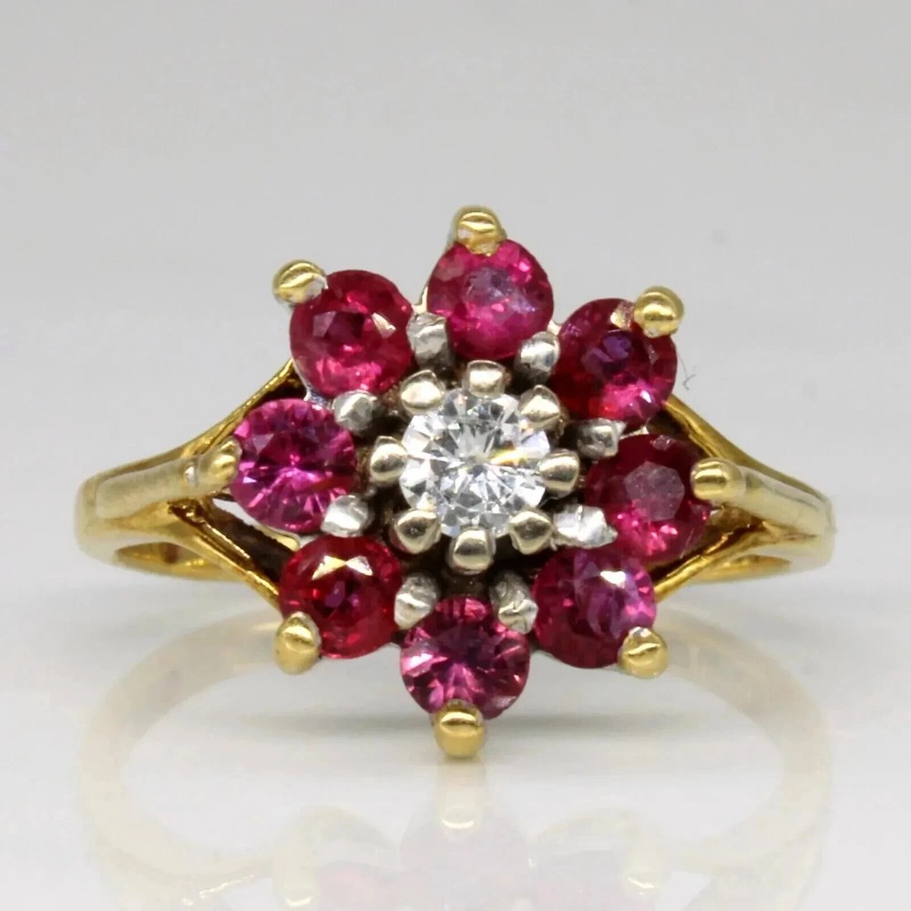 2Ct Round Lab-Created Ruby Floral Wedding Ring in 14k Gold Plated