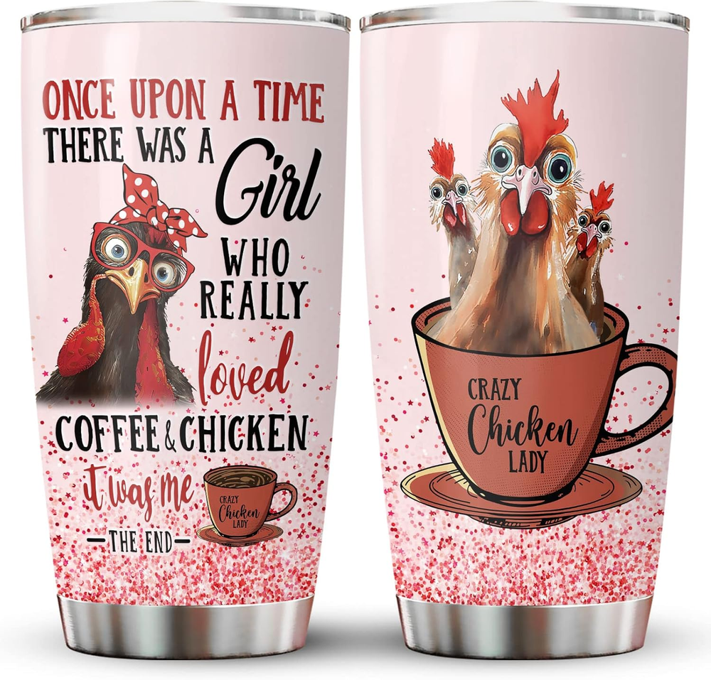 Gifts for Christmas, Chicken Lady Tumbler, 20 Oz Stainless Steel Tumbler with Li