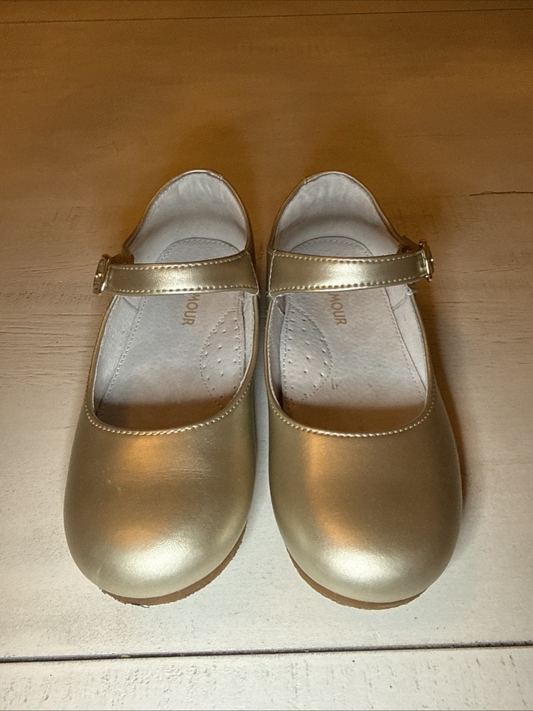 L’Amour Girls Mary Jane Shoes Size 2 Gold Style 6080 Dress Shoes