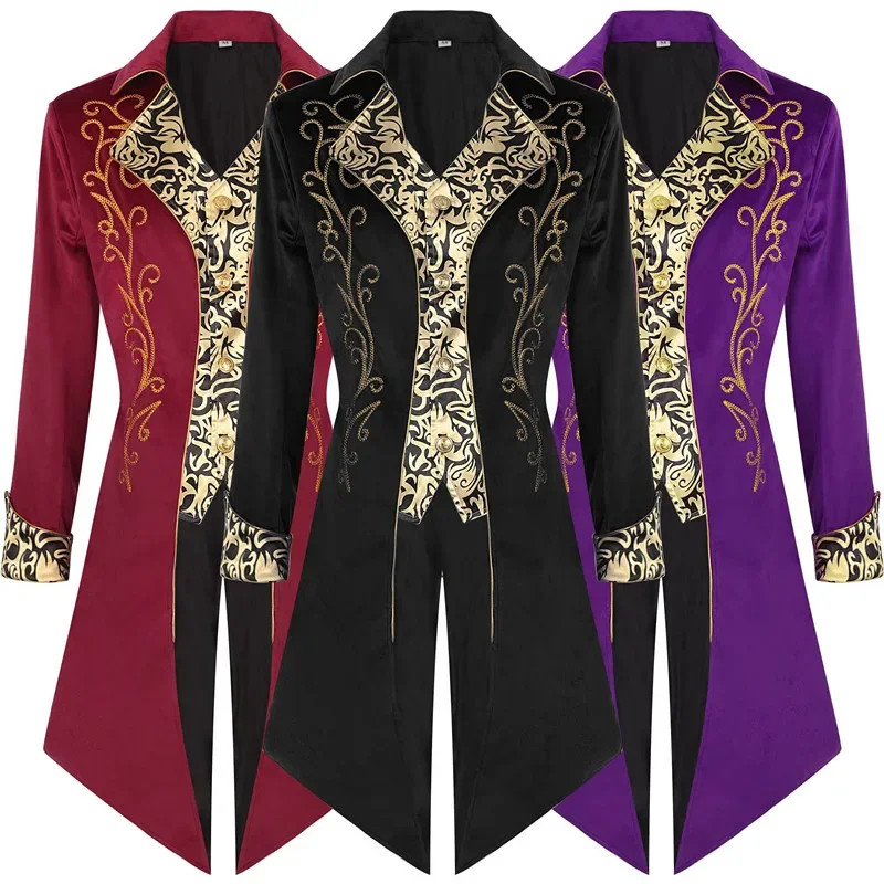 New Purple Men Luxury Jacquard Tuxedo, Patchwork Printed Coats, European