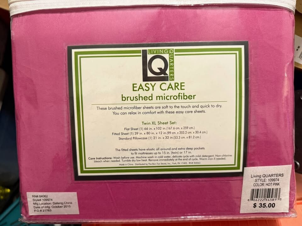 Living Quarters Brushed Microfiber Twin XL Sheet Set Brand New ~Hot Pink~