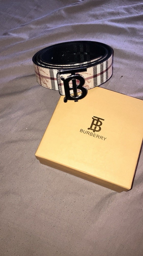 Burberry Beige Belt with Gold Buckle Original Packaging Size Medium