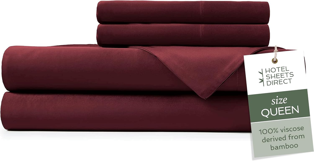 4 Piece Queen Size Bamboo Viscose Bed Sheet Set with Deep Pockets