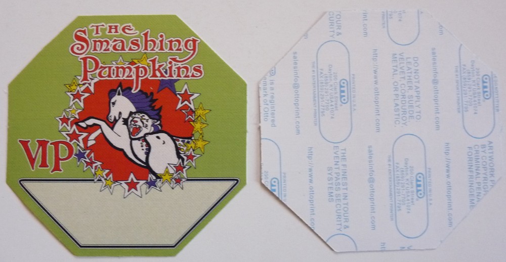 Smashing Pumpkins 2010 Tour Concert Green VIP Access Backstage Pass D4
