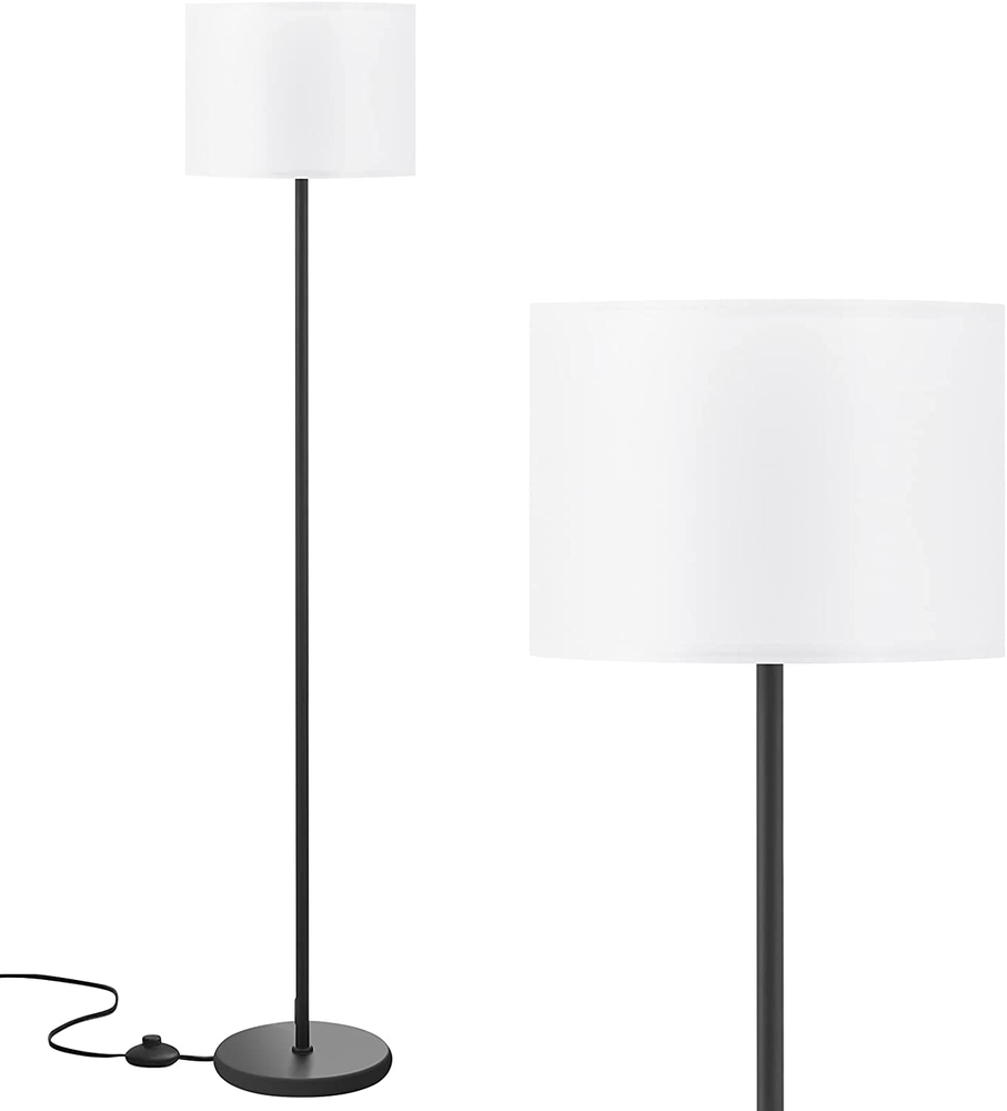 Modern Floor Lamp Simple Design with White Shade, Foot Pedal Switch, 60