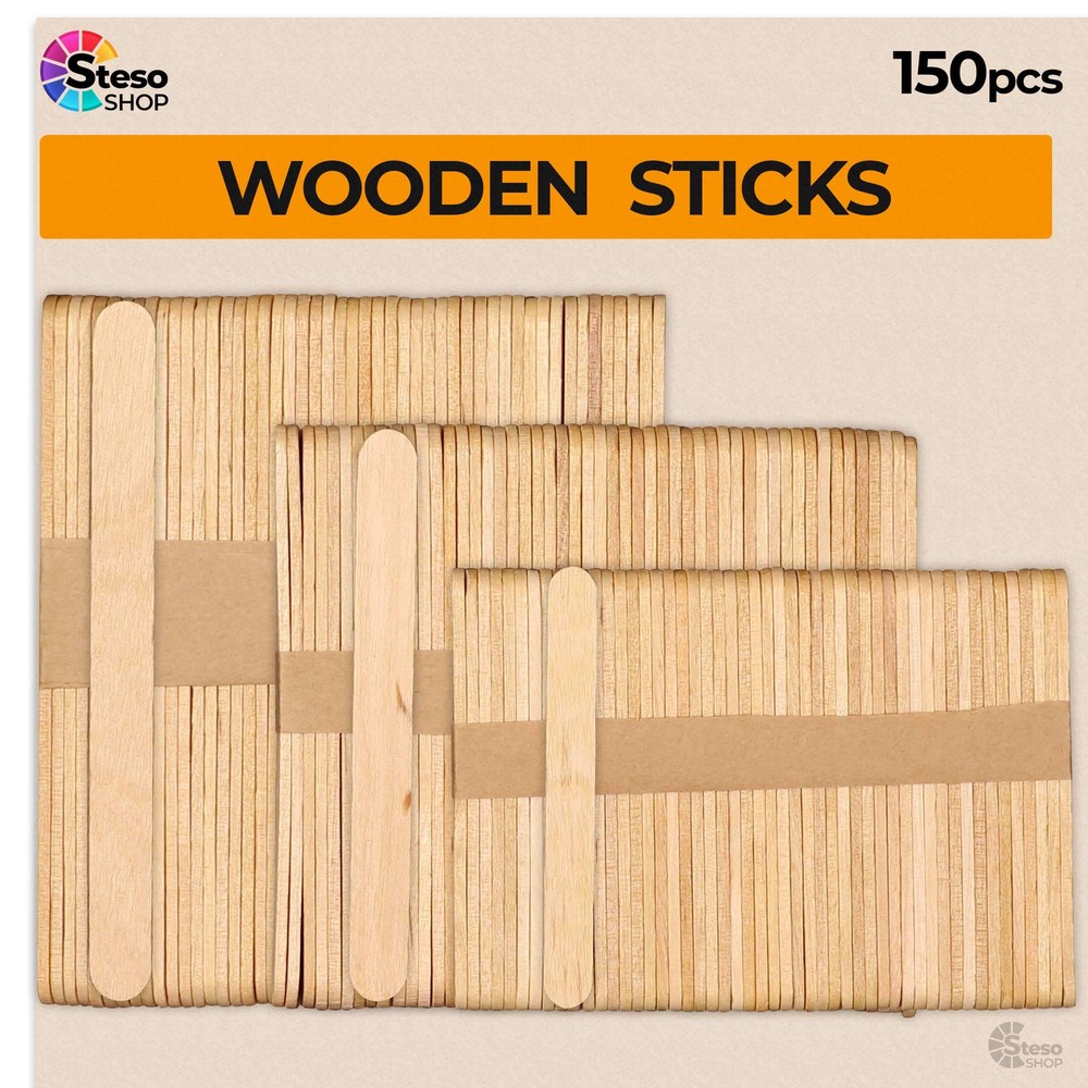Popsicle Stick Premium Quality 150pcs - Craft Supplies Sticks - Bulk Popsicle...