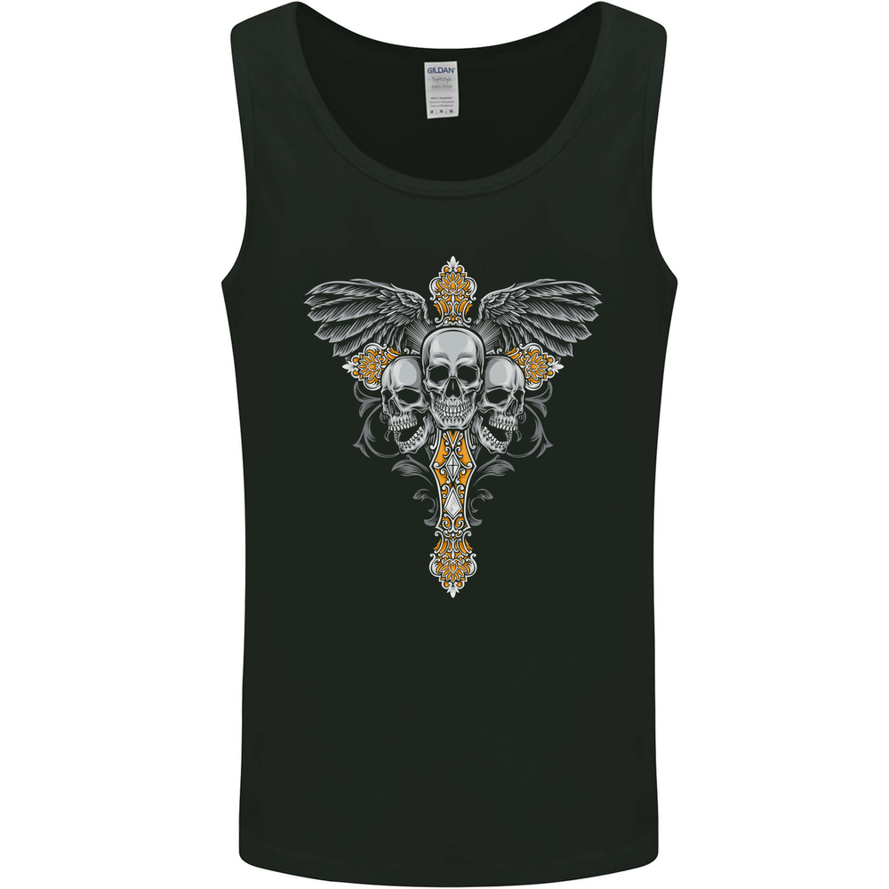 An Ornate Moth Skull Mens Vest Tank Top