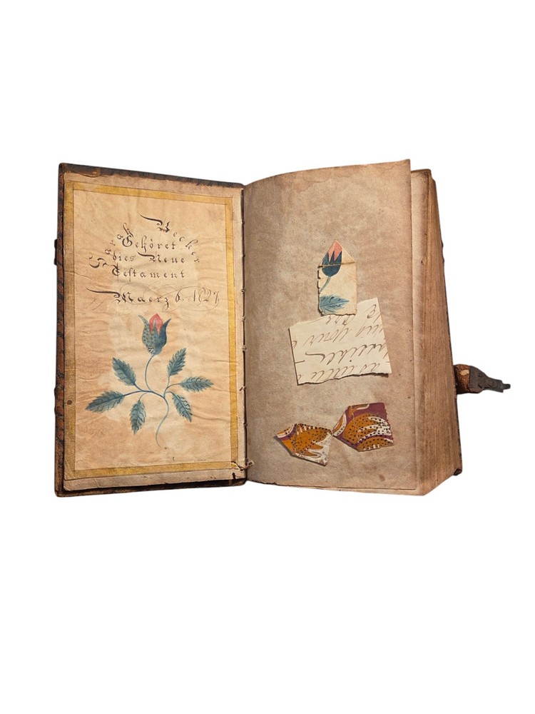 1822 Luther Bible With Fraktur And Handmade Bookmarkers