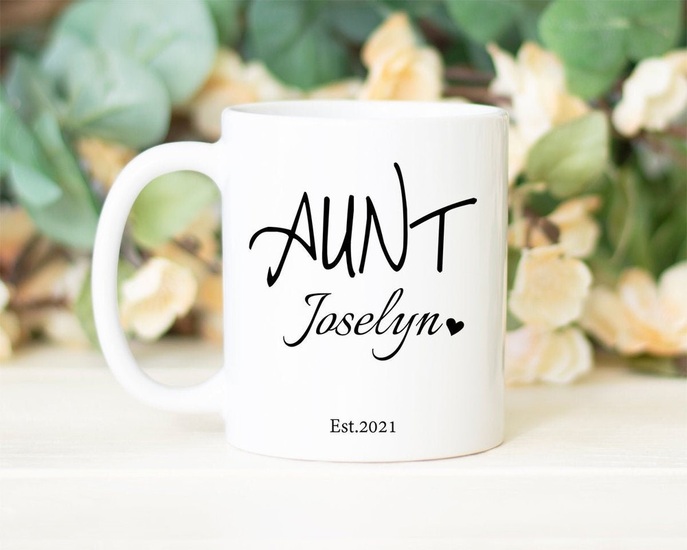 Personalized Aunt Est 2020 Coffee Mug New Baby Announcement Pregnancy Reveal