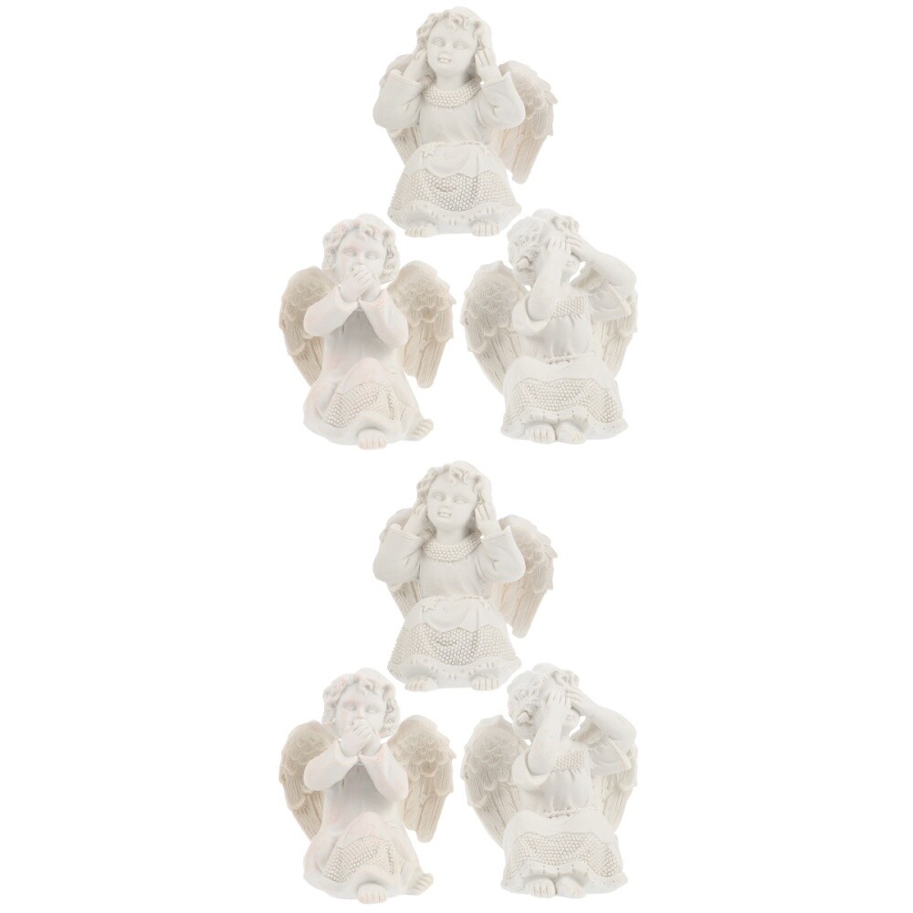 Set of 2 Vintage Resin Praying Angel Statues for Elegant Art Decor
