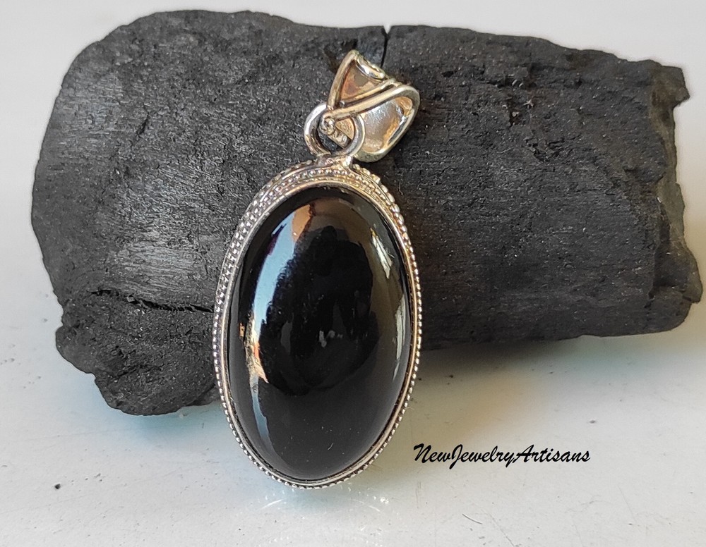 Black Onyx Handmade 925 Sterling Silver Oval Pendant