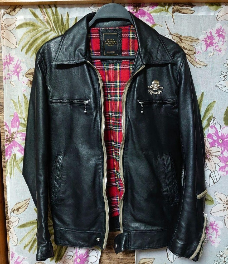 Vintage Punk Rock Sheep Leather Jacket – Pure Gold American Casual Style  
