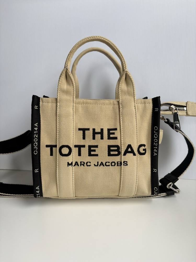 Marc Jacobs The Jacquard Small Tote Bag in Warm Sand/Black EUC