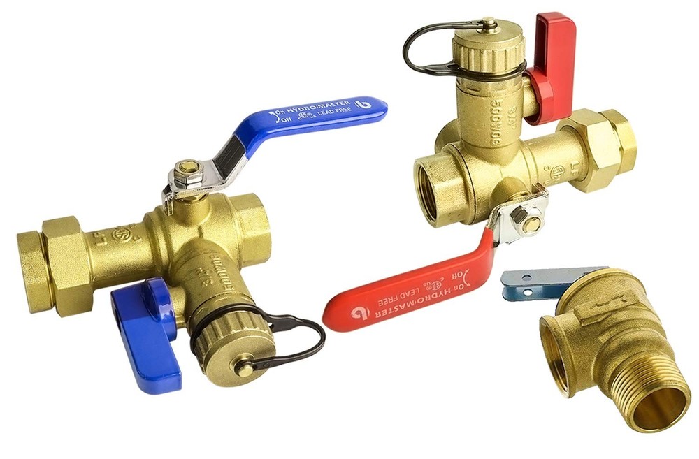 Tankless Water Heater Service Valve Kit with Pressure Relief Valve 3/4-Inch