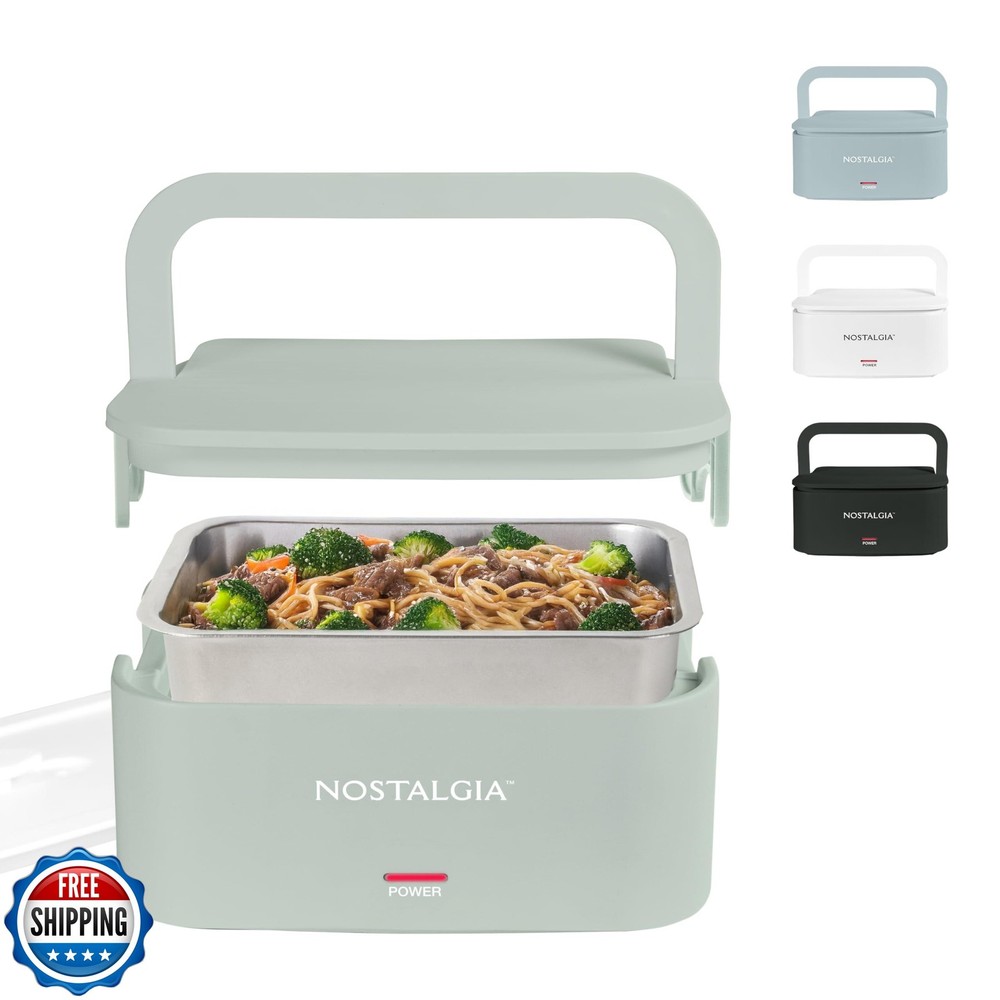 Nostalgia 32oz Electric Heated Lunch Box Portable 4 Cup Travel Size