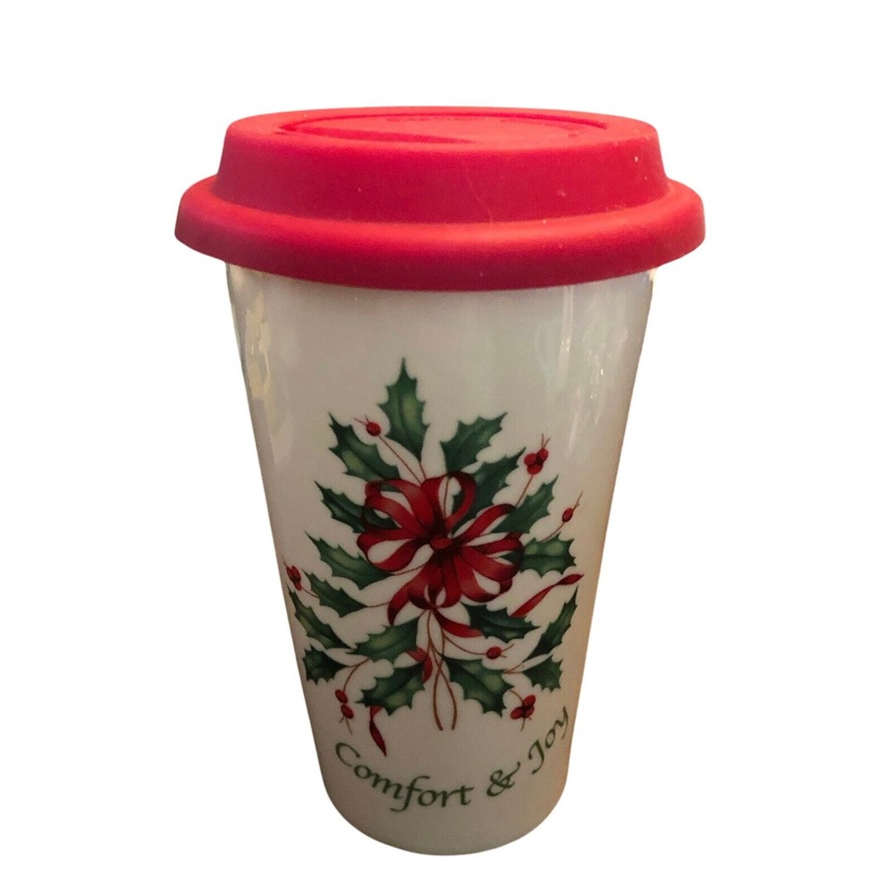 Lenox Ceramic Tumbler Christmas with silicon lid. 11oz New