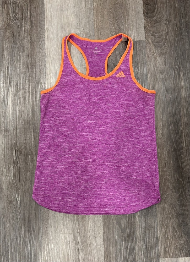 Adidas Climalite Athletic Running Purple Orange Womens Tank Top XS