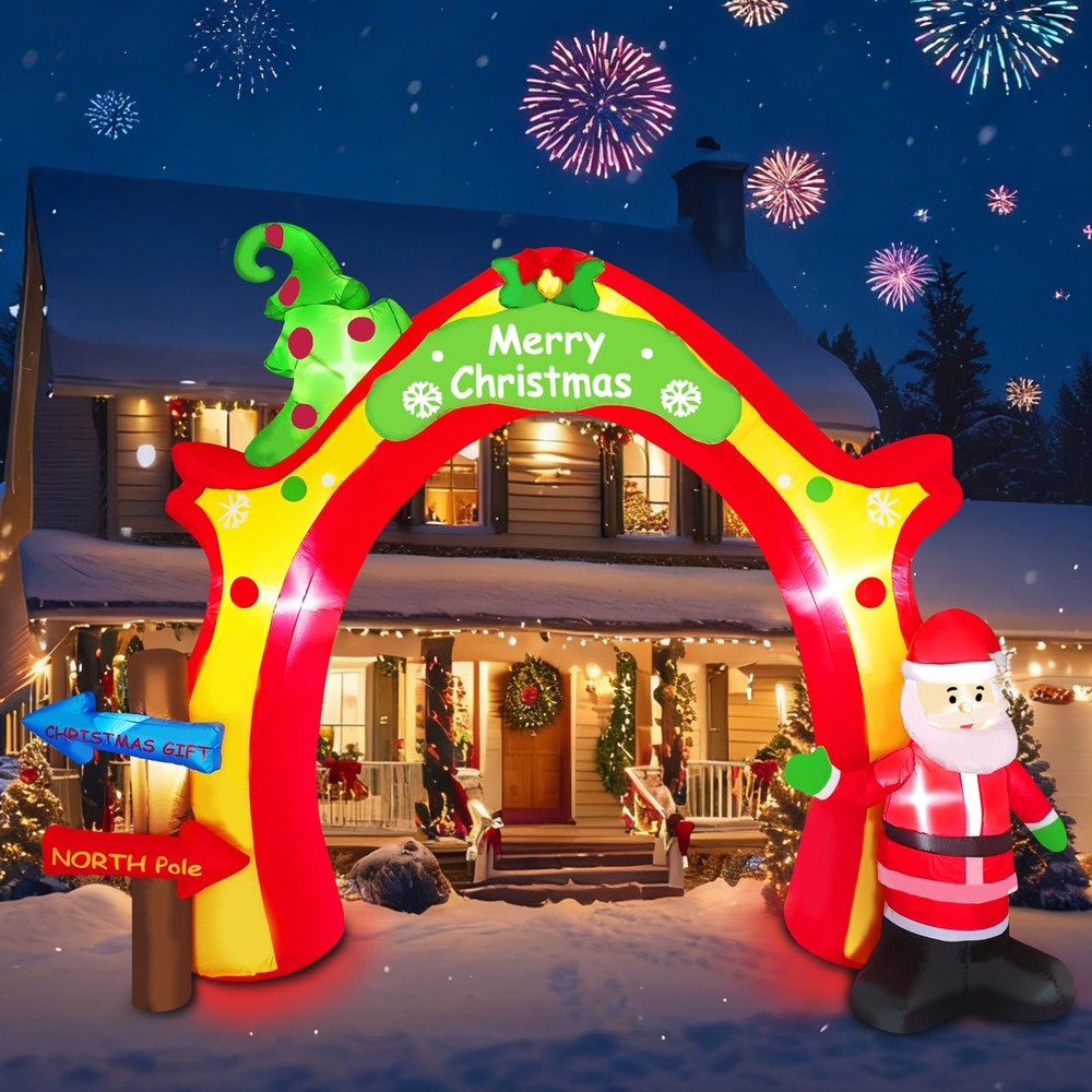 Christmas Inflatable Decoration 11FT Length Santa Claus Christmas Tree Archway