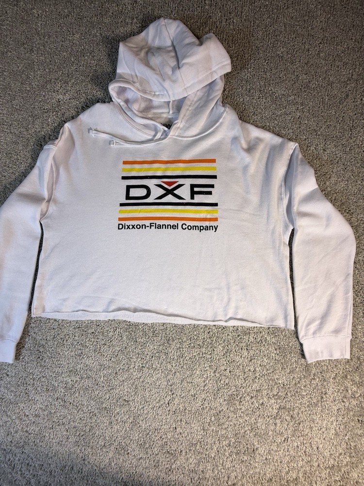 Dixxon Flannel Co Hoodie Women’s X-Large Crop Pullover Retro DXF White