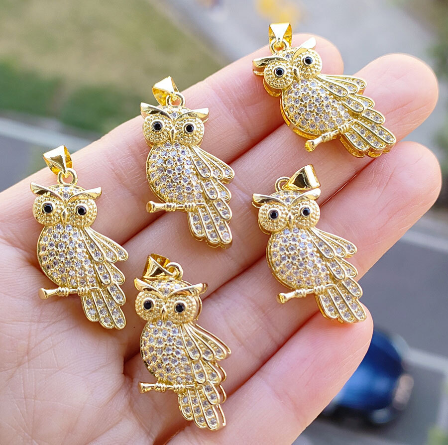10pcs Metal Crystal Owl Pendants Magic Reiki Healing Amulet