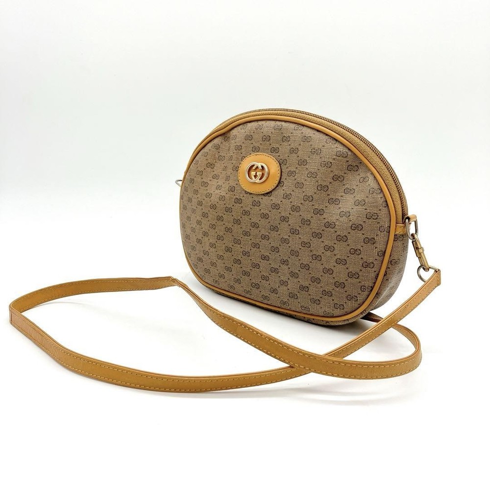 Gucci Micro GG Brown PVC Shoulder Bag with Metal Fittings