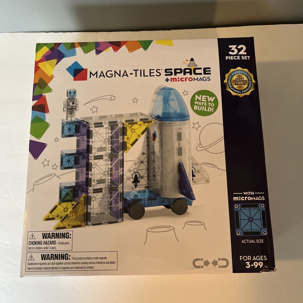 Magna-Tiles 32-Piece Space MicroMags Magnetic Building Set New in Box