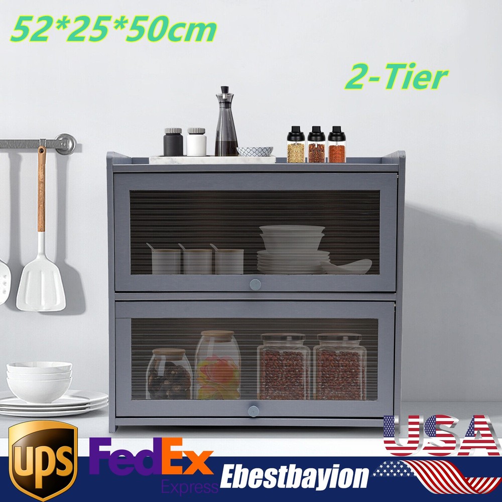 Modern 2-Tier Storage Cabinet for Kitchen, Bedroom, or Countertop