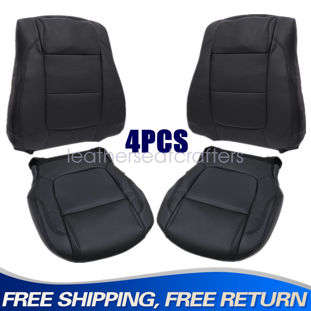 Black Perforated Leather Seat Cover Front Bottom-Top for 2011-2015 Ford Explorer
